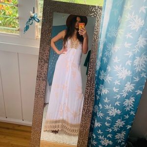 Indah Nude orchid  print maxi dress